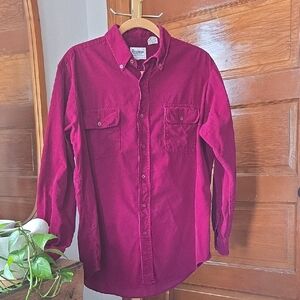 Vintage 70's Plum Cotton Corduroy Button Down Large